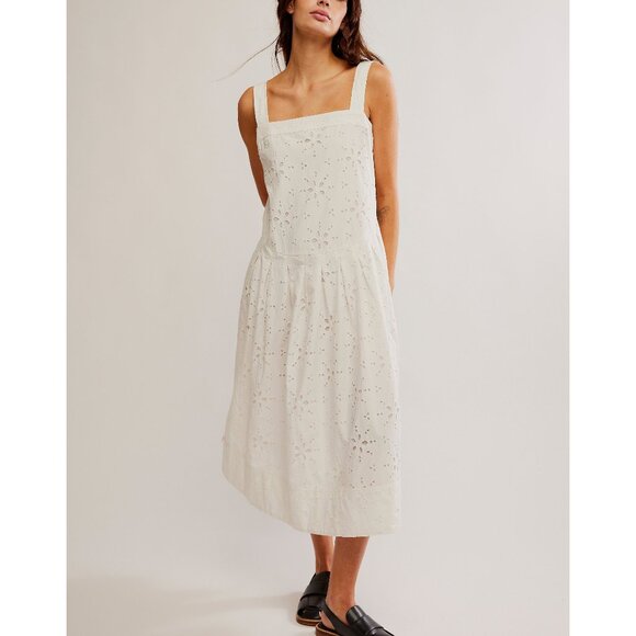 🆕 FREE PEOPLE Primavera Eyelet Midi Dress / White - Picture 4 of 10